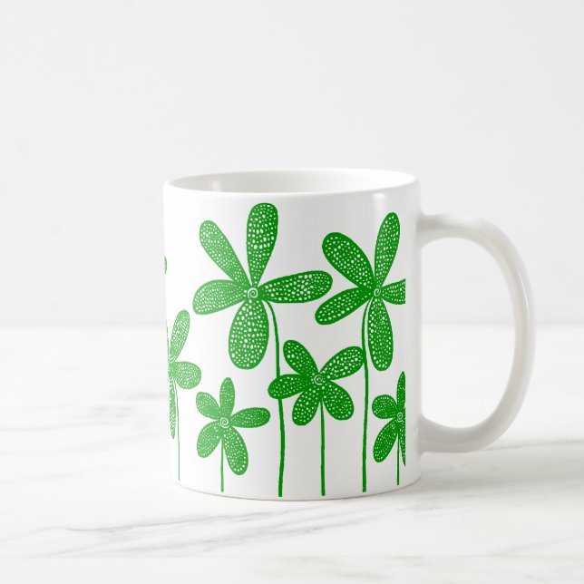 Caneca De Café Flores bonito - Verde (Direita)