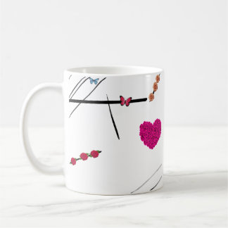 Caneca De Café flores borboleta