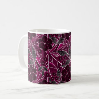 Caneca De Café Flores bordô.
