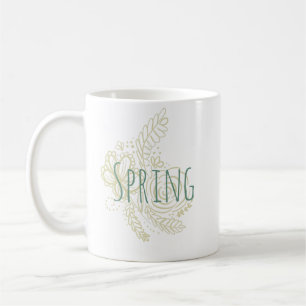 Caneca De Café Flores Botânicas Desenhadas à Mão da Primavera