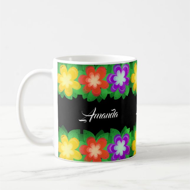 Caneca De Café Flores Botânicas Tropicais (Esquerda)