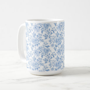 Caneca De Café Flores Brancas Azuis Românticas