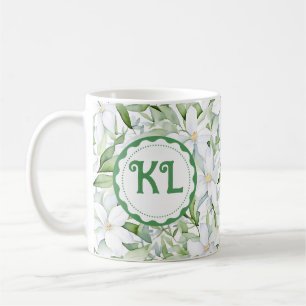 Caneca De Café Flores Brancas bonito De Aquarela Personalizadas