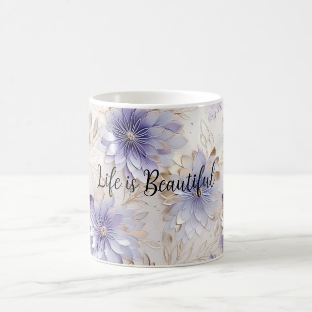 Caneca De Café Flores Brancas bonito e Douradas Pearl Pearl (Centro)