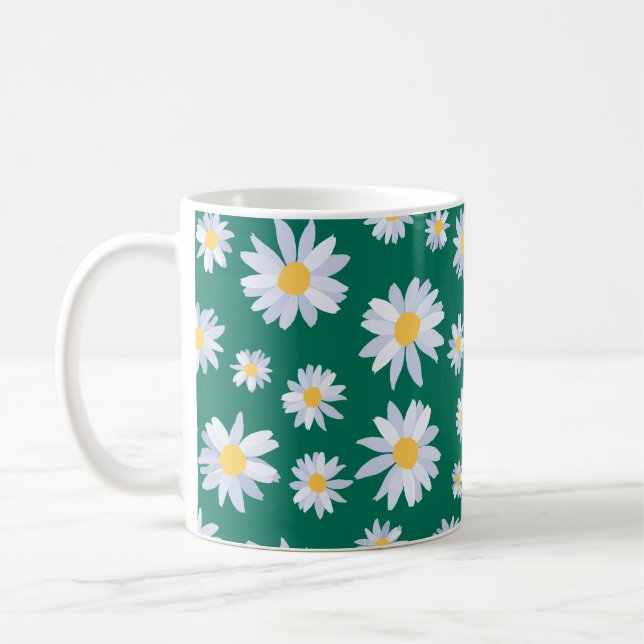 Caneca De Café Flores Brancas Clássicas Flores Botânicas design (Esquerda)