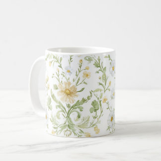 Caneca De Café Flores Brancas Creme