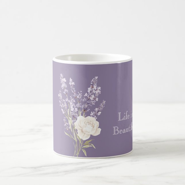 Caneca De Café Flores Brancas de Lavanda (Centro)