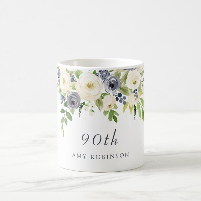 Caneca De Café Flores Brancas e Marinhos, mulheres Presente de 90 (Centro)