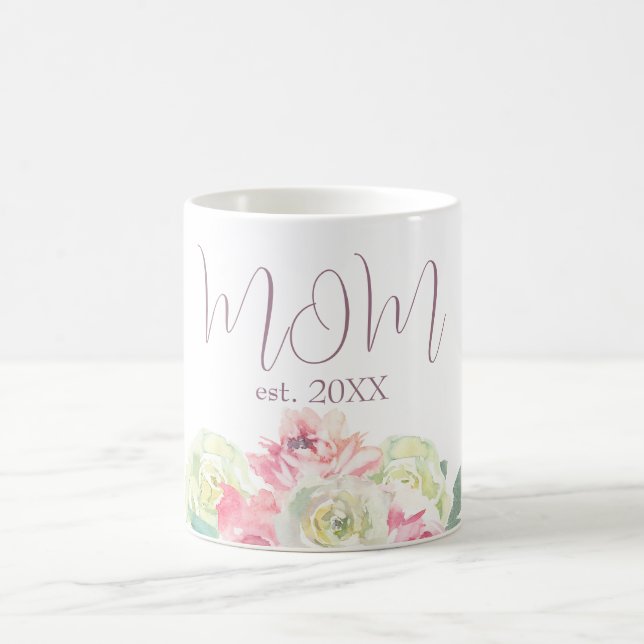 Caneca De Café Flores brancas e rosa para a mãe (Centro)
