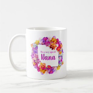 Caneca De Café Flores brancas Elegantes Dia de as mães Nana