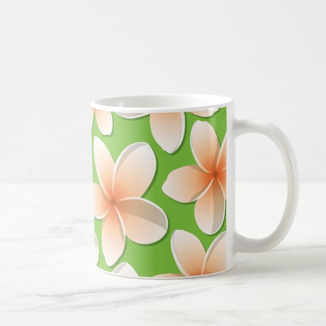 Caneca De Café Flores Brilhantes Frangipani/ Plumeria (Direita)