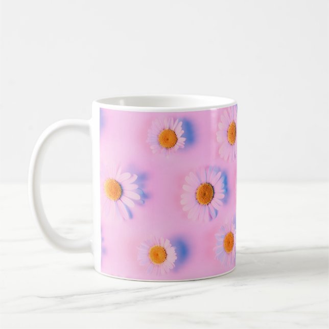 Caneca De Café Flores camomilares com patamar de luz neon multico (Esquerda)