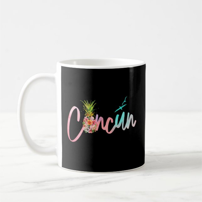 Caneca De Café Flores Cancún México Verão Cancún Floral (Esquerda)