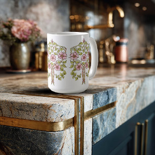 Caneca De Café Flores Caprichosas Art Nouveau