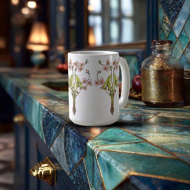 Caneca De Café Flores Caprichosas do Art Nouveau (Criador carregado)