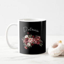Caneca De Café Flores Chic Burgundy