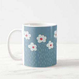 Caneca De Café Flores chuvosas bonitos do tempo das nuvens de