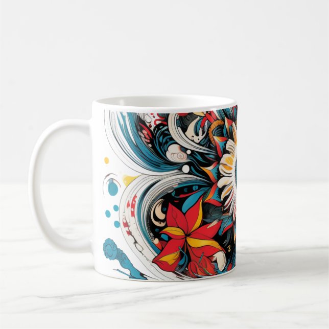 Caneca De Café Flores Coloridas (Esquerda)