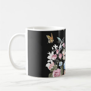 Caneca De Café Flores coloridas, borboletas, ilustração pulmonar.