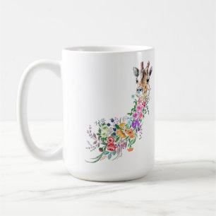 Caneca De Café Flores Coloridas Buquê Girafa - Floral de Desenho
