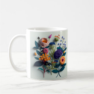 Caneca De Café Flores Coloridas De Papel