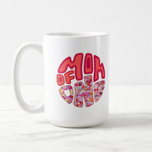 Caneca De Café Flores Coloridas Floral Circular Mãe de Um Filho