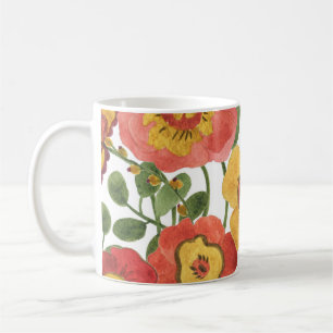 Caneca De Café Flores coloridas: padrão de aquarela de verão.