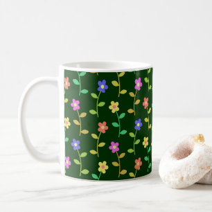 Caneca De Café Flores Coloridas, Padrão Floral, Verdura, Boho