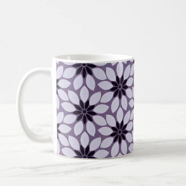 Caneca De Café Flores com Impressão de bloco roxa (Esquerda)