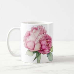 Caneca De Café Flores cor-de-água cor-de-rosa penteados rosas ros