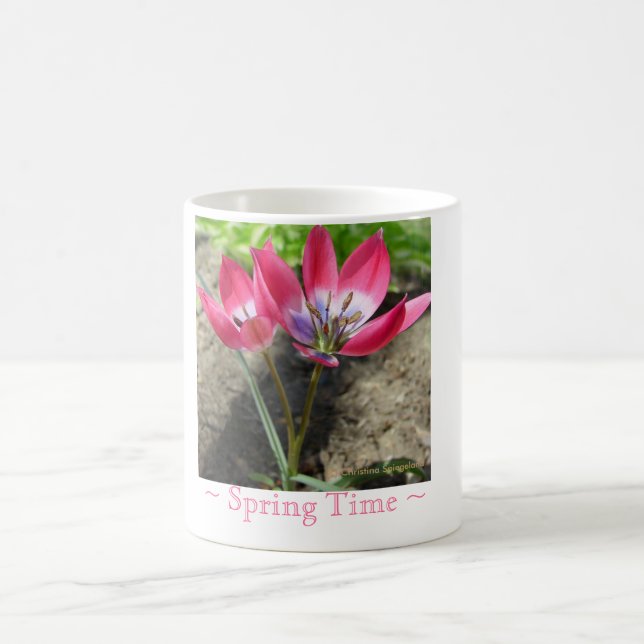 Caneca De Café Flores cor-de-rosa-crocus Mug (Centro)
