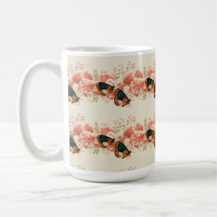 Caneca De Café Flores Cor-de-Rosa da Primavera Vintage com Borbol