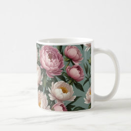 Caneca De Café Flores cor-de-rosa e brancas de Peony