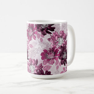 Caneca De Café Flores cor-de-rosa e entorpecidas a rosa empoeirad
