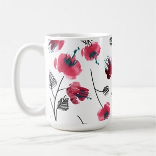 Caneca De Café Flores Cor-de-Rosa Floral Molha-68881