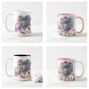 Caneca De Café Flores Cor-de-Rosa Melhor Mãe do Mundo Feliz Dia d