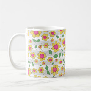 Caneca De Café Flores, crianças pintam rabiscos primavera felizes