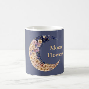 Caneca De Café Flores da Lua Amarelas Roxas