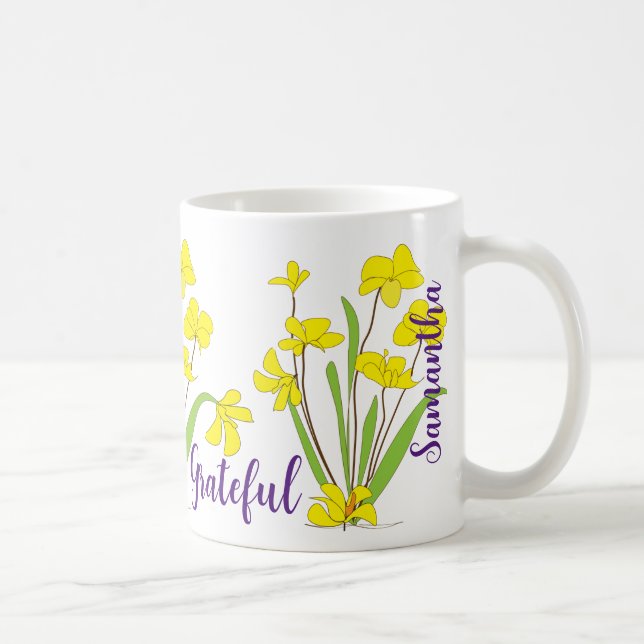 Caneca De Café Flores Daffodil Gordas De Café (Direita)