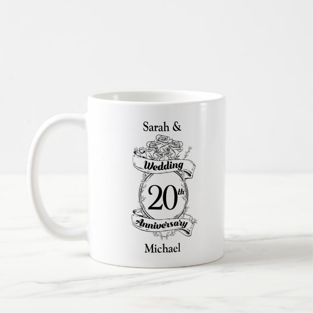 Caneca De Café Flores de 20 Casamento de Aniversário (Esquerda)