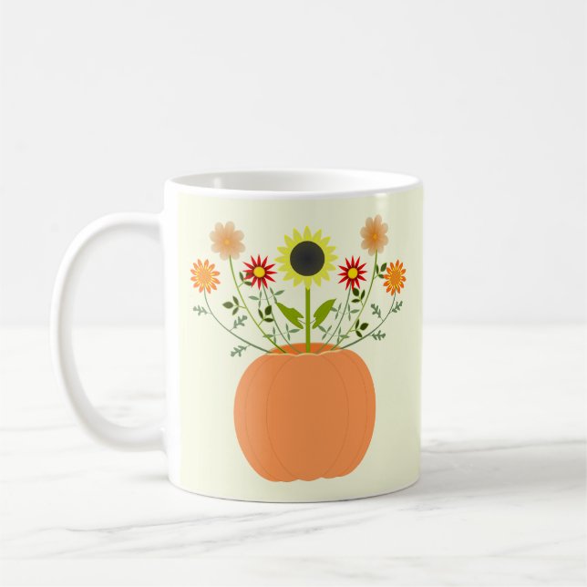Caneca De Café Flores de Ação de Graças em Abóbora (Esquerda)