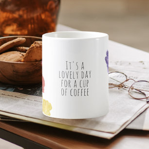 Caneca De Café Flores De Água Desenhada De Mão Autenticadas
