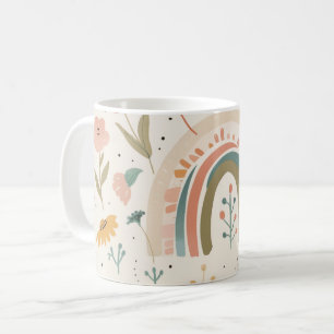 Caneca De Café Flores de Alho e Arco-Íris de Pincel-Cinto