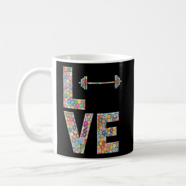 Caneca De Café Flores de Amor do Gym Workout Barbell (Esquerda)
