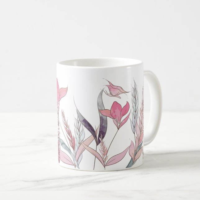 Caneca De Café Flores de aquarela (Frente Esquerda)