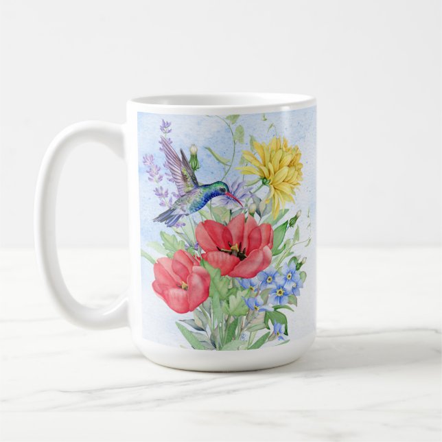 Caneca De Café Flores de Aquarela bonito e Aves Humedeiras (Esquerda)