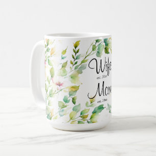 Caneca De Café Flores de aquarela botânica elegante Melhor Mãe