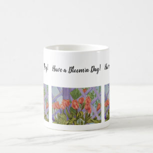 Caneca De Café Flores de Aquarela de Tulipas Laranja