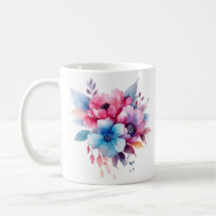 Caneca De Café Flores de Aquarela Design Floral