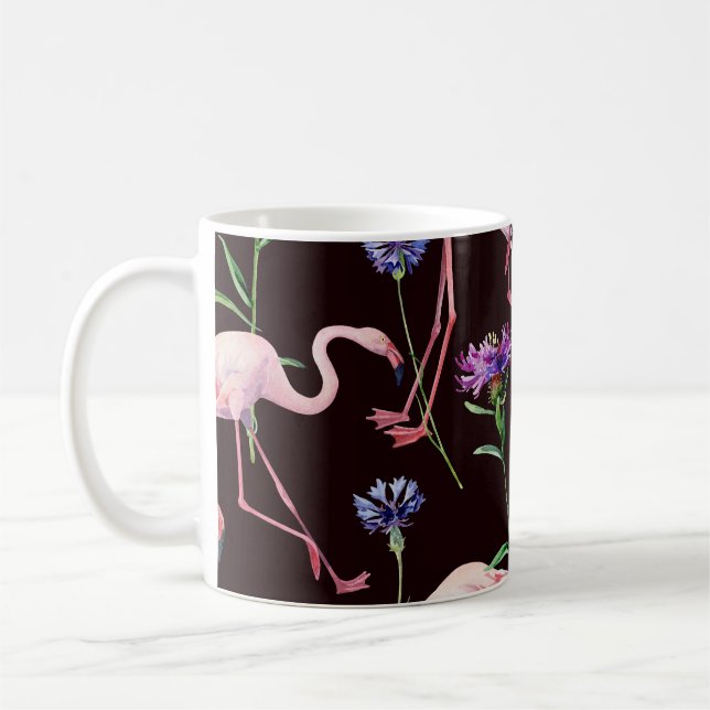 Caneca De Café Flores de aquarela e padrão de flores selvagens. (Esquerda)
